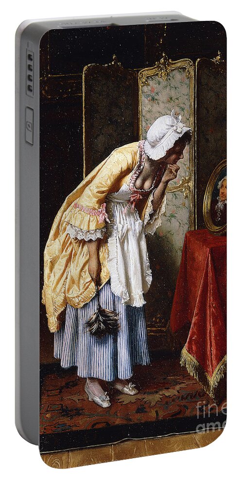Servant Portable Battery Charger featuring the painting The Secret Admirer, 1871 by Tito Conti