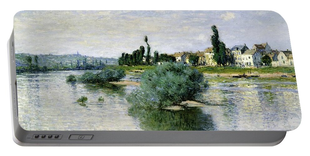 Monet Portable Battery Charger featuring the painting The Seine At Lavacourt, 1880 By Monet by Claude Monet