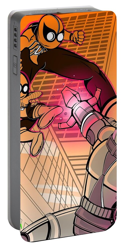 Daddy Long Legs Portable Battery Charger featuring the digital art The Showdown by Demitrius Motion Bullock