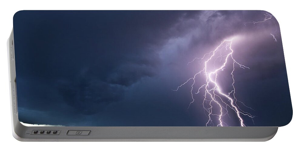 Lightning Portable Battery Charger featuring the photograph The Sky Is Alive by Ryan Crouse