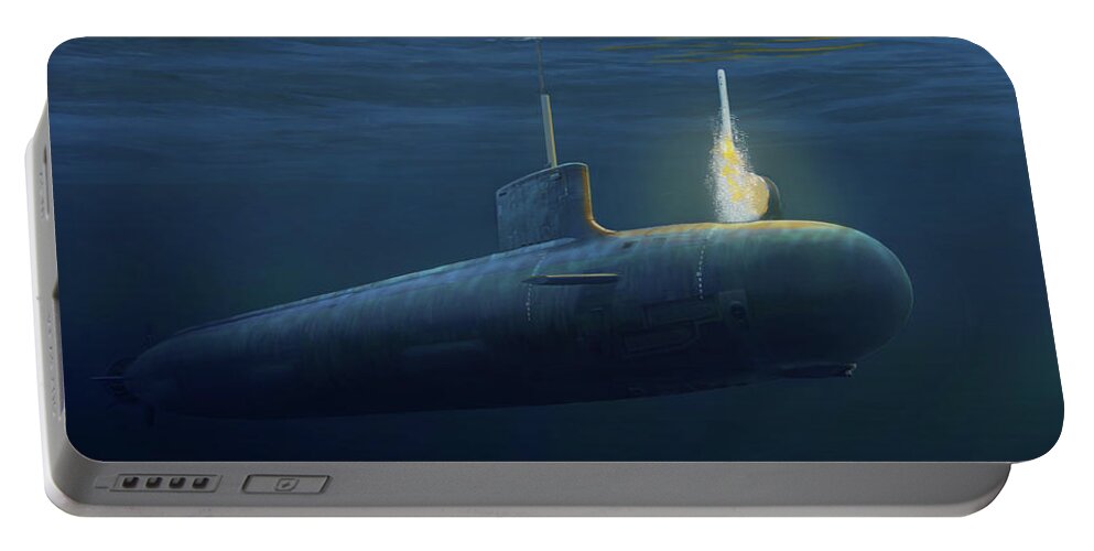Submarine Portable Battery Charger featuring the digital art The Sledgehammer of Freedom by Mark Karvon