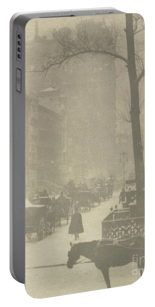 The Street Portable Battery Charger featuring the photograph The Street, Design for a Poster by Alfred Stieglitz