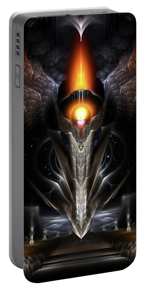 Torch Of Arcron Portable Battery Charger featuring the digital art The Torch Of Arcron Fractal Art by Rolando Burbon