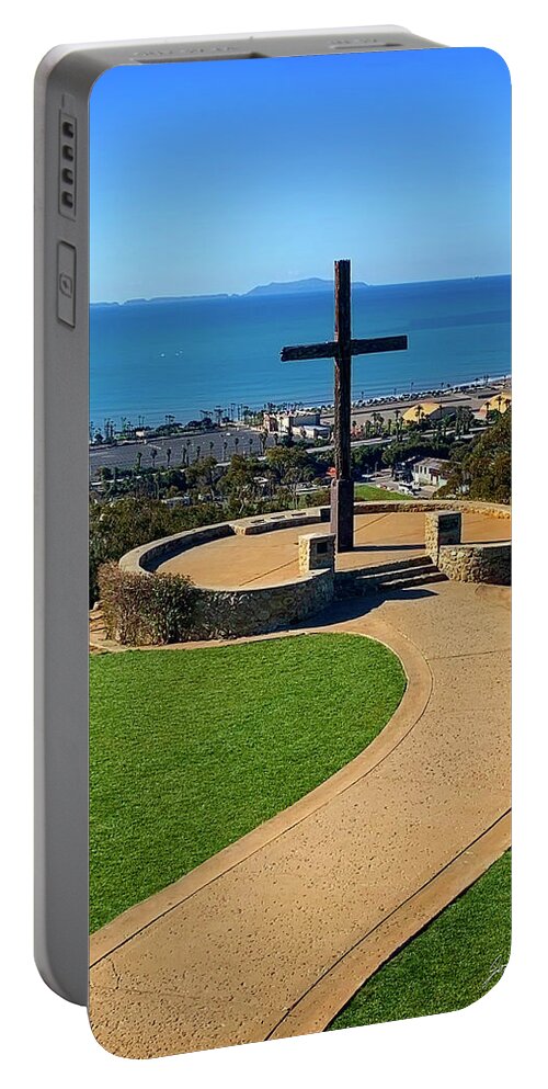 Photographs Portable Battery Charger featuring the photograph The Ventura, California Cross by John A Rodriguez