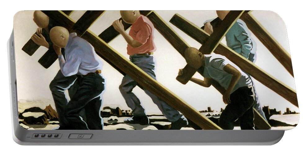 Surreal Portable Battery Charger featuring the painting The Walk by Anthony Falbo