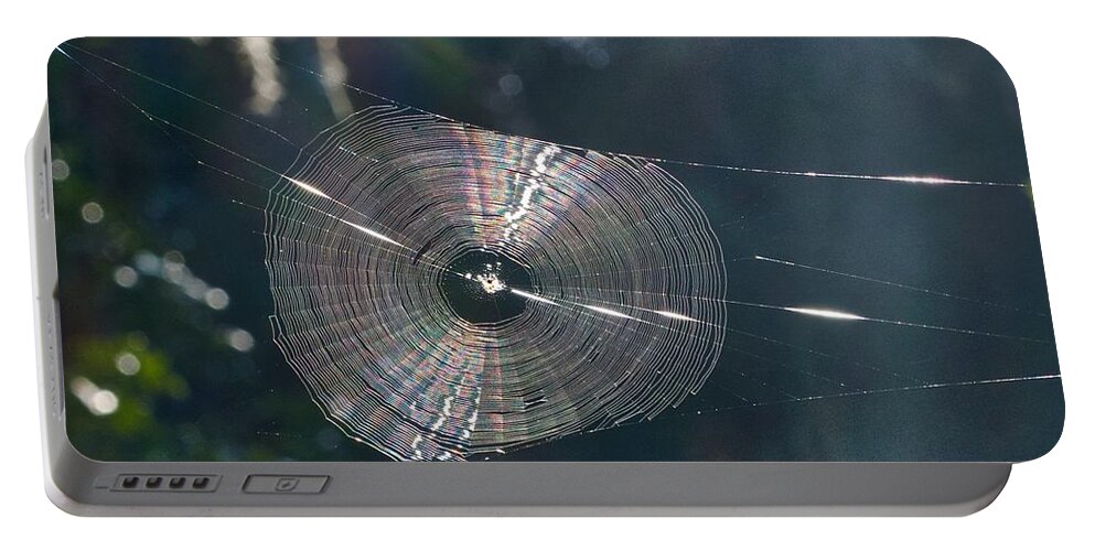 Spider Portable Battery Charger featuring the photograph The Web by Farol Tomson