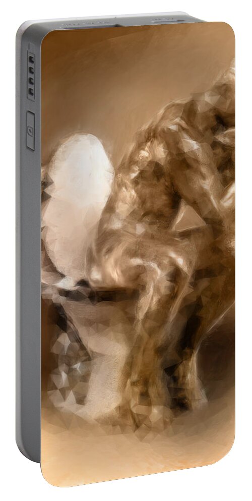 Thinker Portable Battery Charger featuring the painting Thinker by Vart Studio