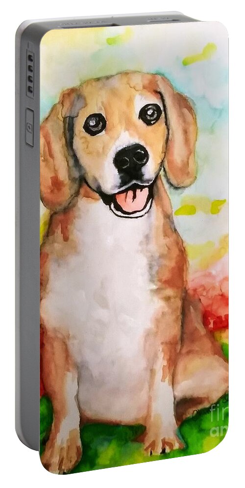 Watercolor Portable Battery Charger featuring the painting Hi #1 by Chrisann Ellis