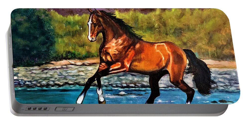Thoroughbred Horse Portable Battery Charger featuring the painting Thoroughbred Horse Oil Painting by Leland Castro
