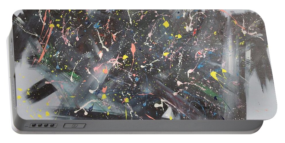 Abstract Portable Battery Charger featuring the painting Throw by Berlynn