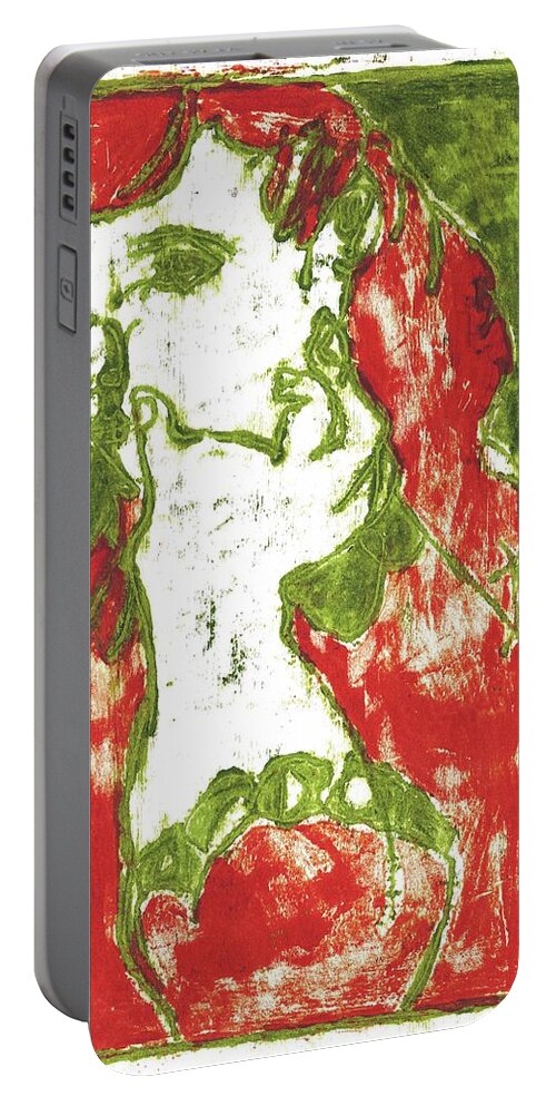 Thumb Portable Battery Charger featuring the painting Thumb cheek girl 1 by Edgeworth Johnstone