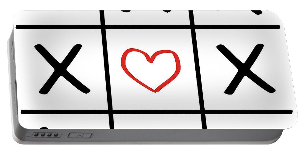 Tic Portable Battery Charger featuring the mixed media Tic Tac Valentine Toe by Sundance Q
