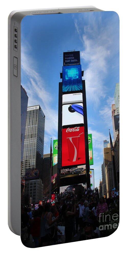 Times Square Portable Battery Charger featuring the photograph Times Square by Barbra Telfer