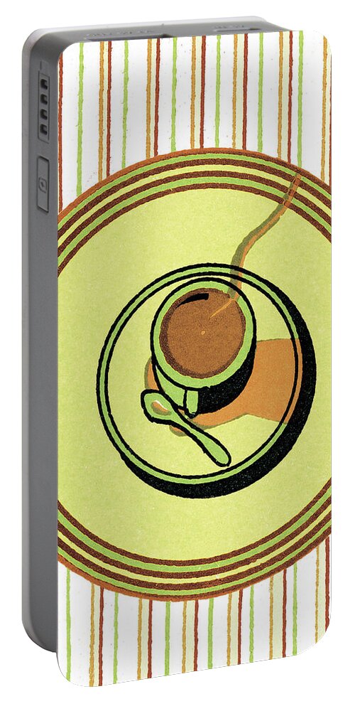 Aroma Portable Battery Charger featuring the drawing Tiny Cup of Coffee and Saucer by CSA Images