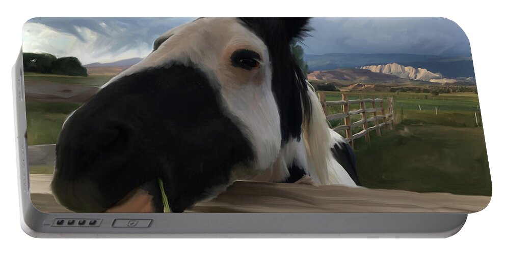 Horse Portable Battery Charger featuring the mixed media Torrey Horse #1 by Jonathan Thompson