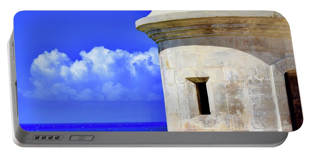 Tower At El Morro Portable Battery Charger featuring the photograph Tower at El Morro by Debra Grace Addison