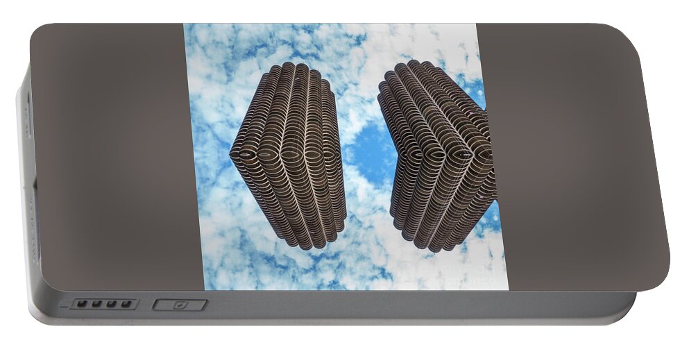 Abstract Portable Battery Charger featuring the photograph Towers in the sky by Izet Kapetanovic