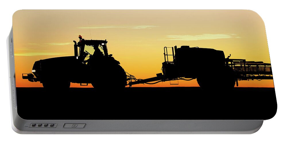 Tractor Portable Battery Charger featuring the photograph Tractor and Sprayer Silhouette by Todd Klassy