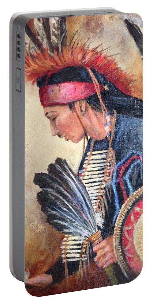 Indian Portable Battery Charger featuring the painting Traditional Dancer by Cynthia Westbrook