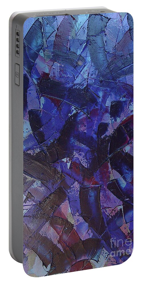 Blue Portable Battery Charger featuring the painting Transitions with Blue and Magenta by Dean Triolo