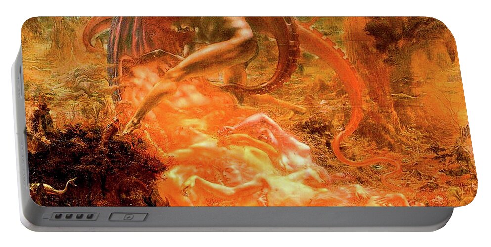 Jean Delville Portable Battery Charger featuring the painting Treasures of Satan by Jean Delville