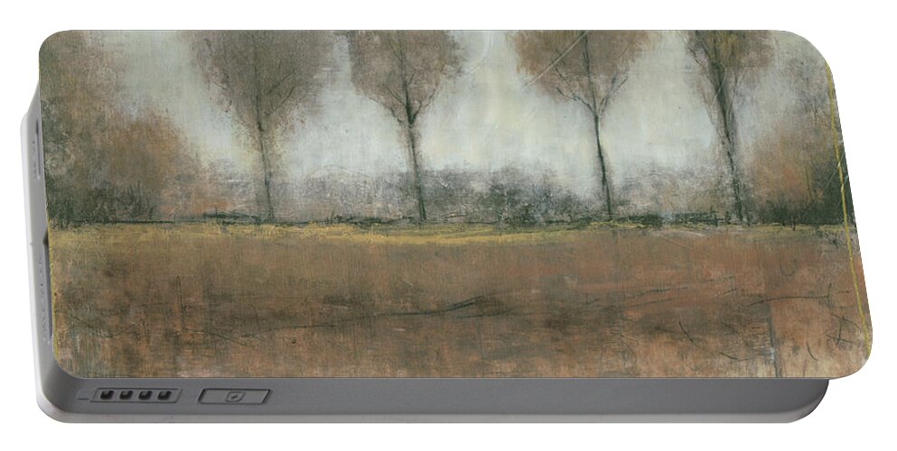 Embellished Portable Battery Charger featuring the painting Treeline Fog II by Tim Otoole