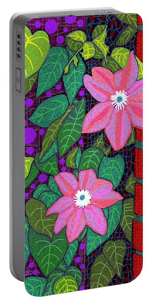 Smokey Mountains Portable Battery Charger featuring the digital art Trellis Blooms by Rod Whyte