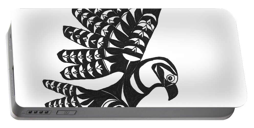 Tribal Portable Battery Charger featuring the painting Tribal Eagle by Patricia Pinto