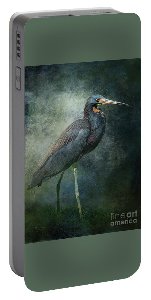 Heron Portable Battery Charger featuring the mixed media Tricolor Portrait by Marvin Spates
