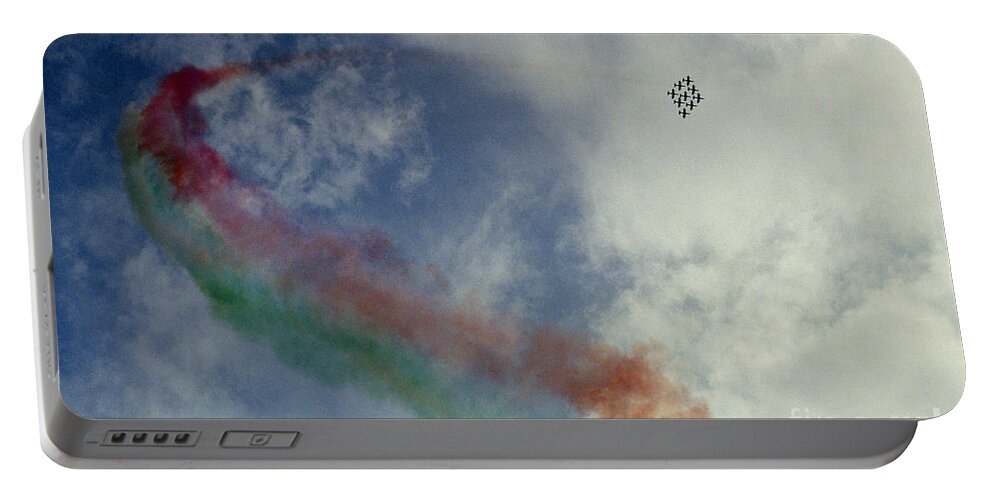 Frecce Tricolori Portable Battery Charger featuring the photograph Tricolore Skyhigh by Riccardo Mottola