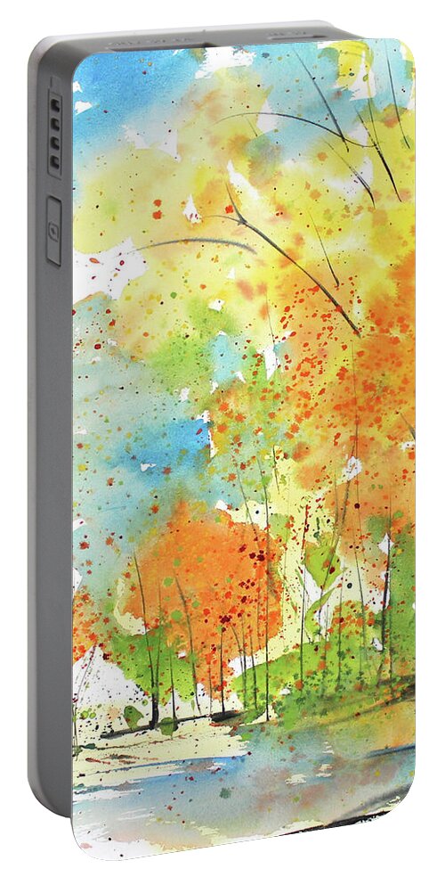 Fall Portable Battery Charger featuring the painting Triptych June 2018 no.1 middle by Sumiyo Toribe