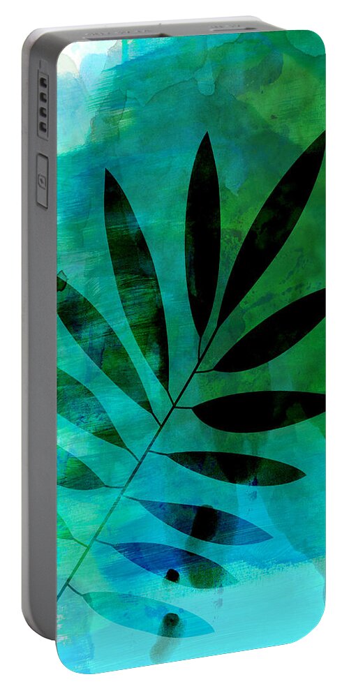 Tropical Leaf Portable Battery Charger featuring the mixed media Tropical Leaf Watercolor by Naxart Studio