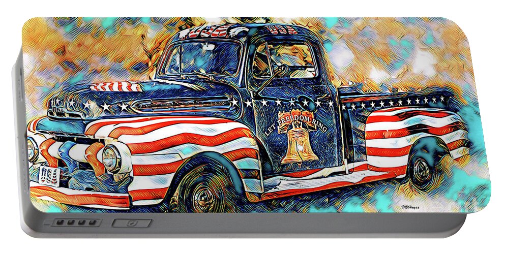 Trucks Portable Battery Charger featuring the mixed media Trucking USA 2 by DB Hayes