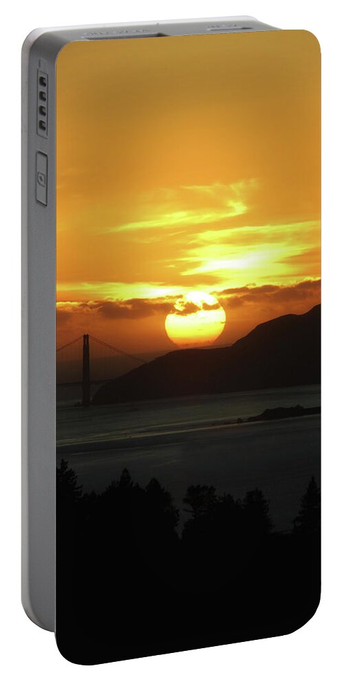 Golden Gate Bridge Portable Battery Charger featuring the photograph True Gold by Donna Blackhall