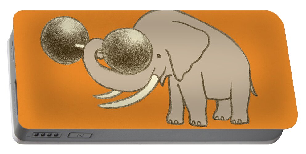 Elephant Portable Battery Charger featuring the drawing Trunk Day by Eric Fan