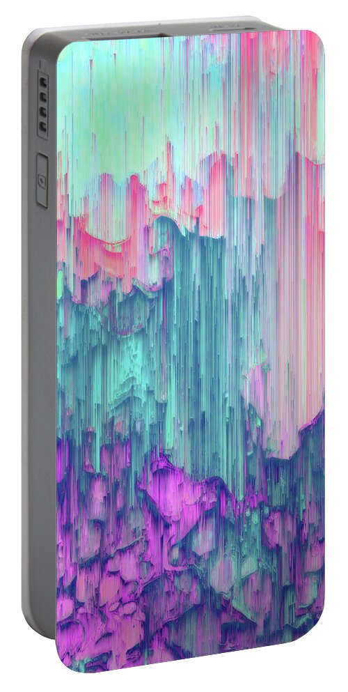 Glitch Portable Battery Charger featuring the digital art Tulip Stream by Jennifer Walsh