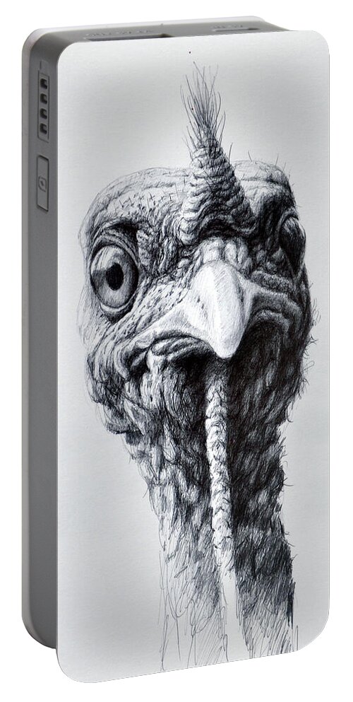 Bird Portable Battery Charger featuring the drawing Turkey View by Rick Hansen