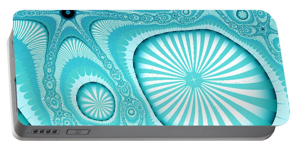 Abstract Portable Battery Charger featuring the digital art Turquoise coastal abstract by Bonnie Bruno