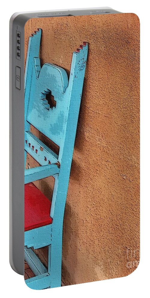 Terra Cotta Portable Battery Charger featuring the digital art Turquoise Throne by Diana Rajala