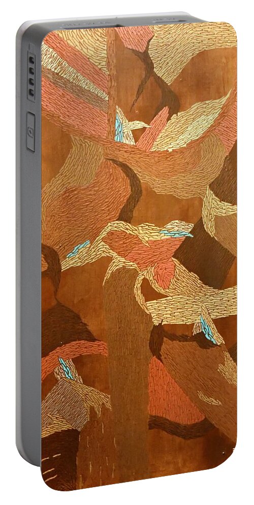 Turquoise Portable Battery Charger featuring the painting Turquoise Valley by DLWhitson
