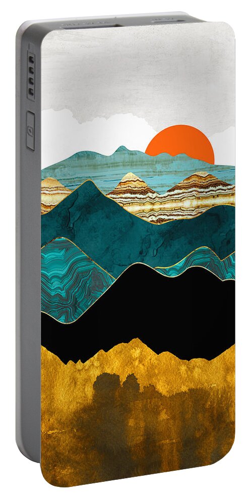 Digital Portable Battery Charger featuring the digital art Turquoise Vista by Spacefrog Designs