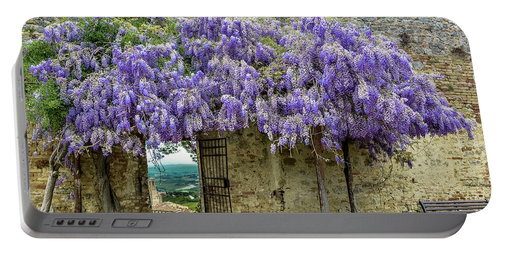 Tuscany Portable Battery Charger featuring the photograph Tuscan Wisteria by David Meznarich