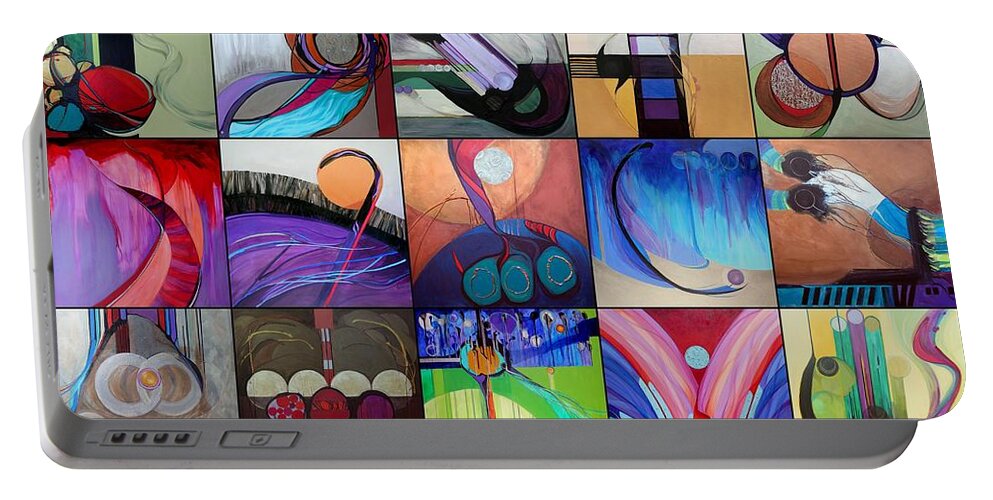 Judaic Art Portable Battery Charger featuring the painting Twenty Five Prayers by Marlene Burns