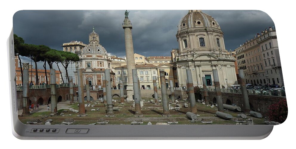 Church Chiesa Santissimo-nome-dmaria-al-forno-traiano Santa-marie-di-loreto Trajan's-column Form Rome Travel Articture Roma Italy Roman Photography Ancient-rome Sky Buildings Portable Battery Charger featuring the photograph Twin domes by Peter Skelton