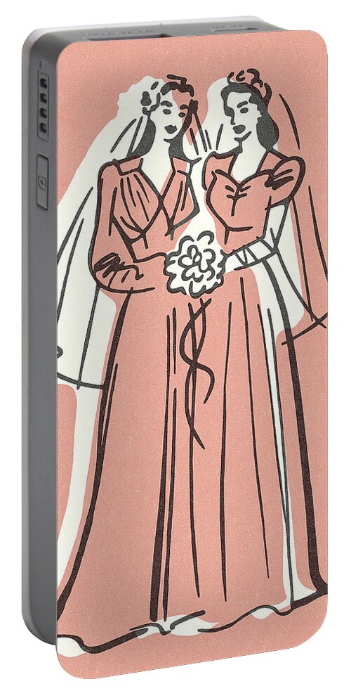 Adult Portable Battery Charger featuring the drawing Two Brides by CSA Images