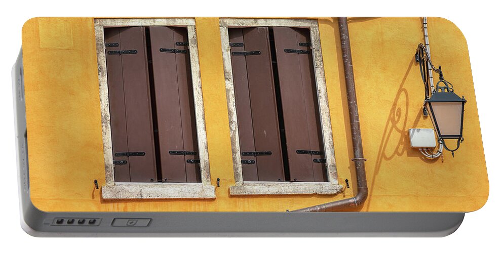 Venice Portable Battery Charger featuring the photograph Two brown Windows of Venice by David Letts
