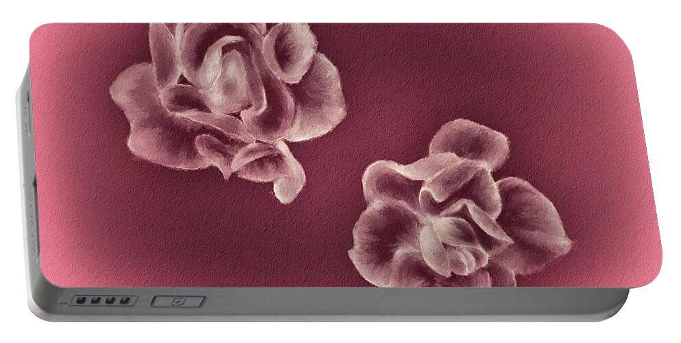 Rose Portable Battery Charger featuring the digital art Two Roses by Lois Bryan