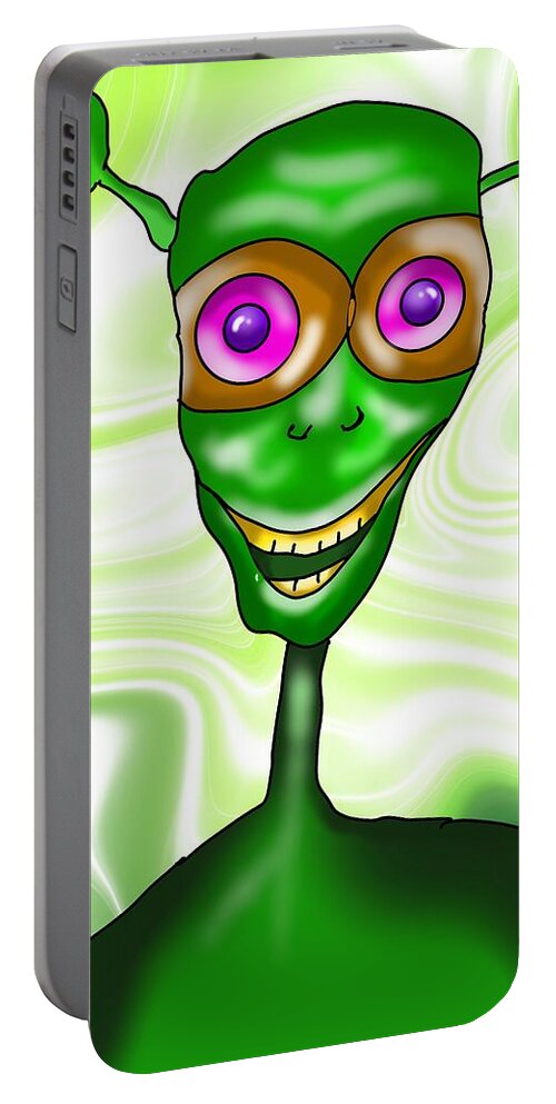 Ufo Male Portable Battery Charger featuring the painting UFO Male by Patricia Piotrak