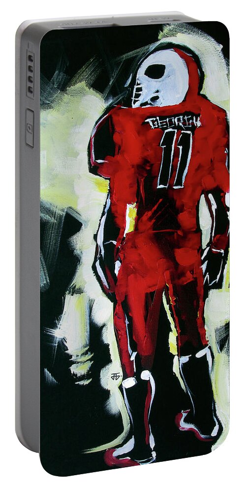 Uga Football Portable Battery Charger featuring the painting UGA Thoughts by John Gholson
