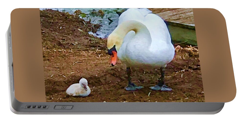 Swan Portable Battery Charger featuring the photograph Ugly Duckling by Tom Johnson
